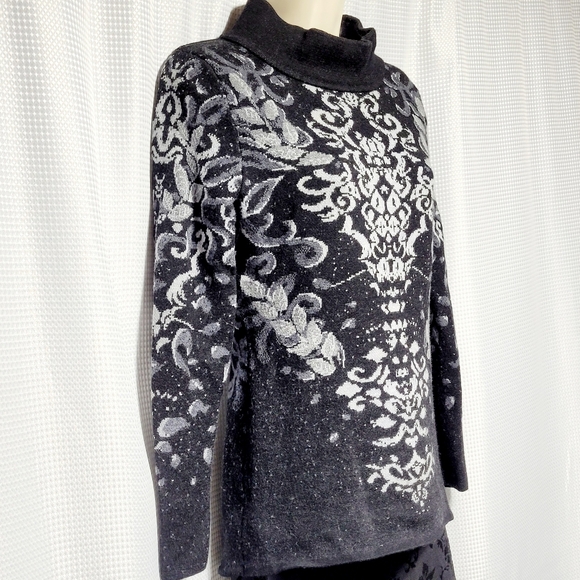Vintage Icelandic Design 100% Merino Wool Mock Neck Pop Over Tunic Women's (S) - Picture 2 of 10